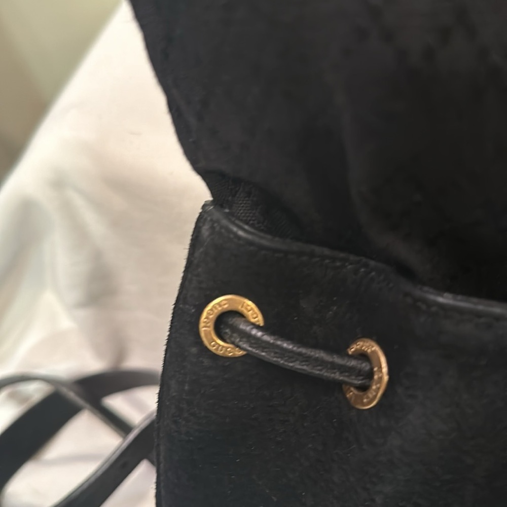 Gucci vintage authentic bamboo black suede small backpack with COA - Picture 12 of 16